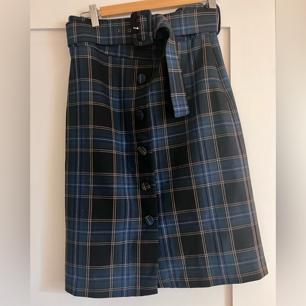 Plaid Midi Button Front Pencil Skirt - Maeve by Anthropologie - size 8